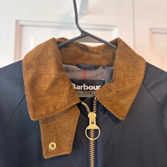 Barbour Navy Waxed Cotton Jacket Corduroy Collar Women 8 Barbour Brit Elegance - Picture 7 of 16